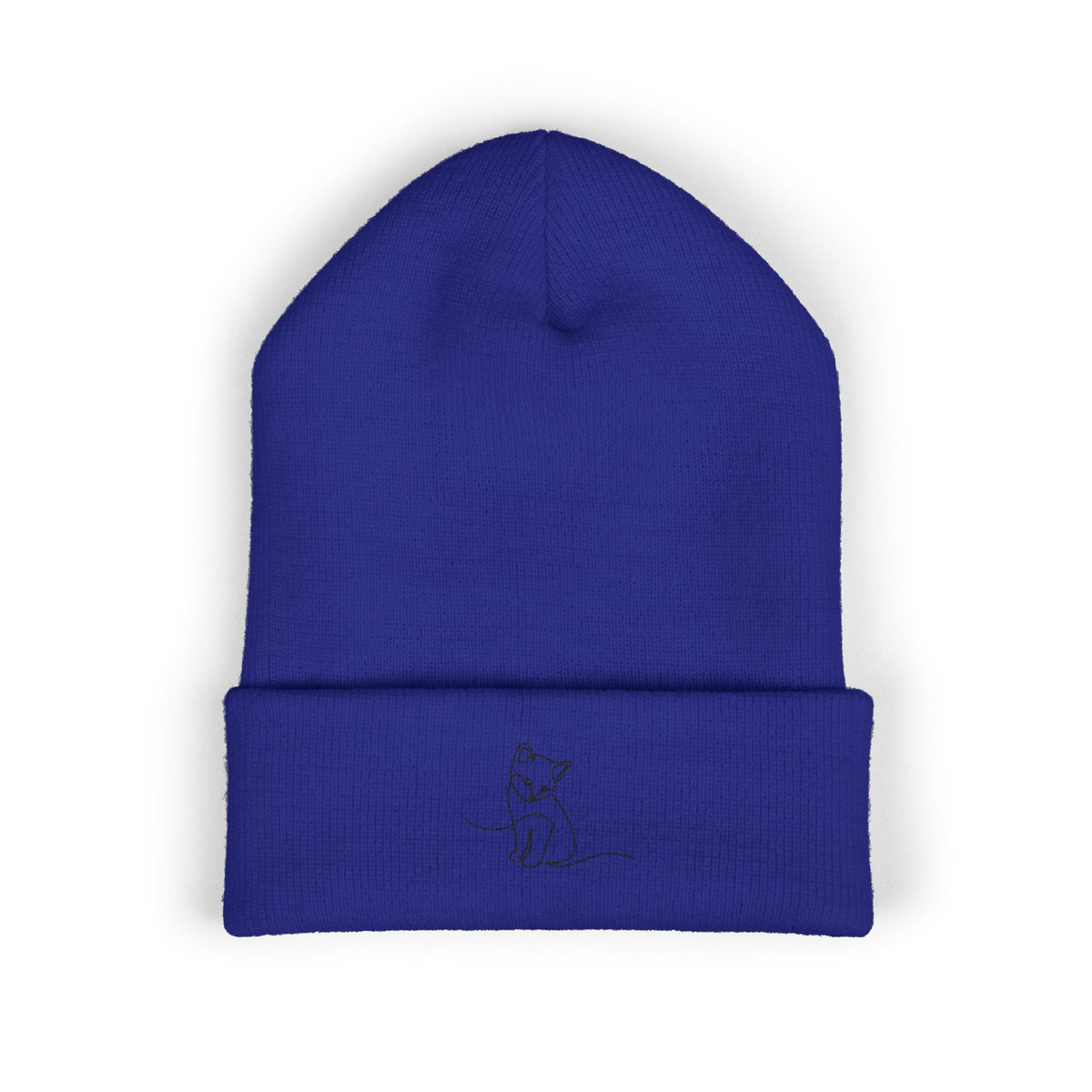Embroidered Cat Cuffed Beanie