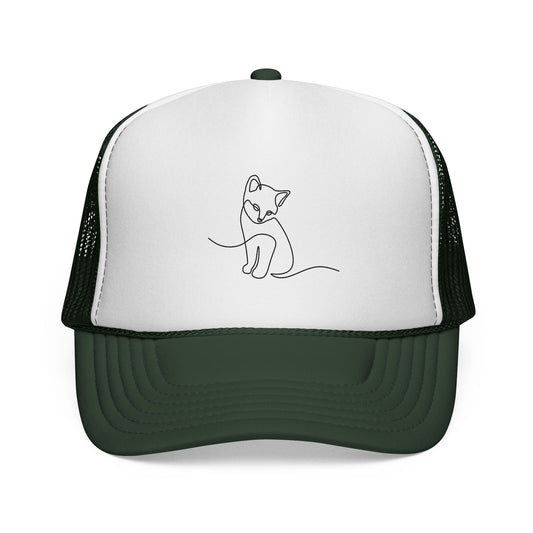 Minimal Line Art Cat Trucker Cap