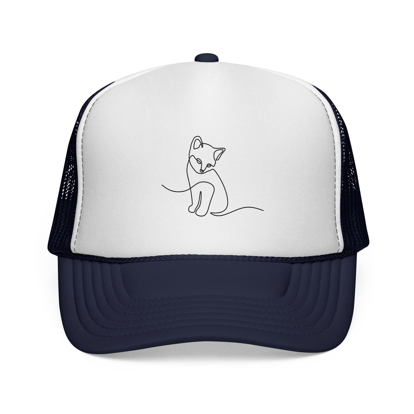 Minimal Line Art Cat Trucker Cap