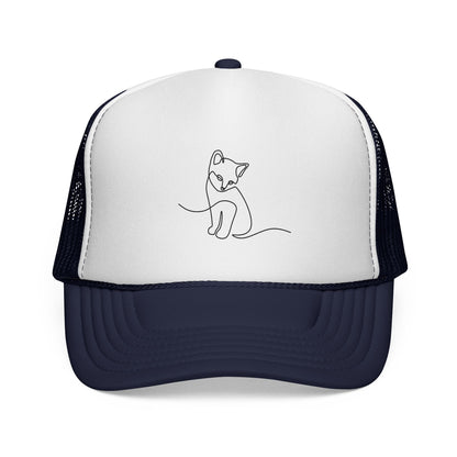 Minimal Line Art Cat Trucker Cap