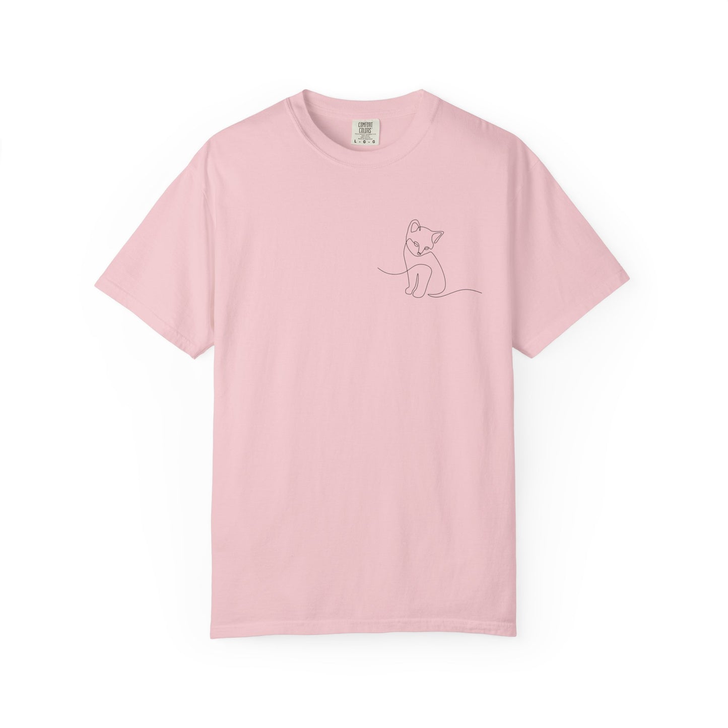 Minimal Line Art Cat T-Shirt — Small Chest Sketch Tee