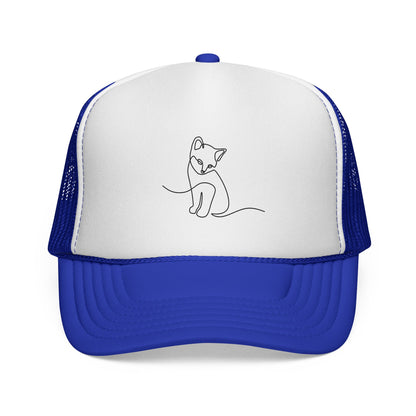 Minimal Line Art Cat Trucker Cap