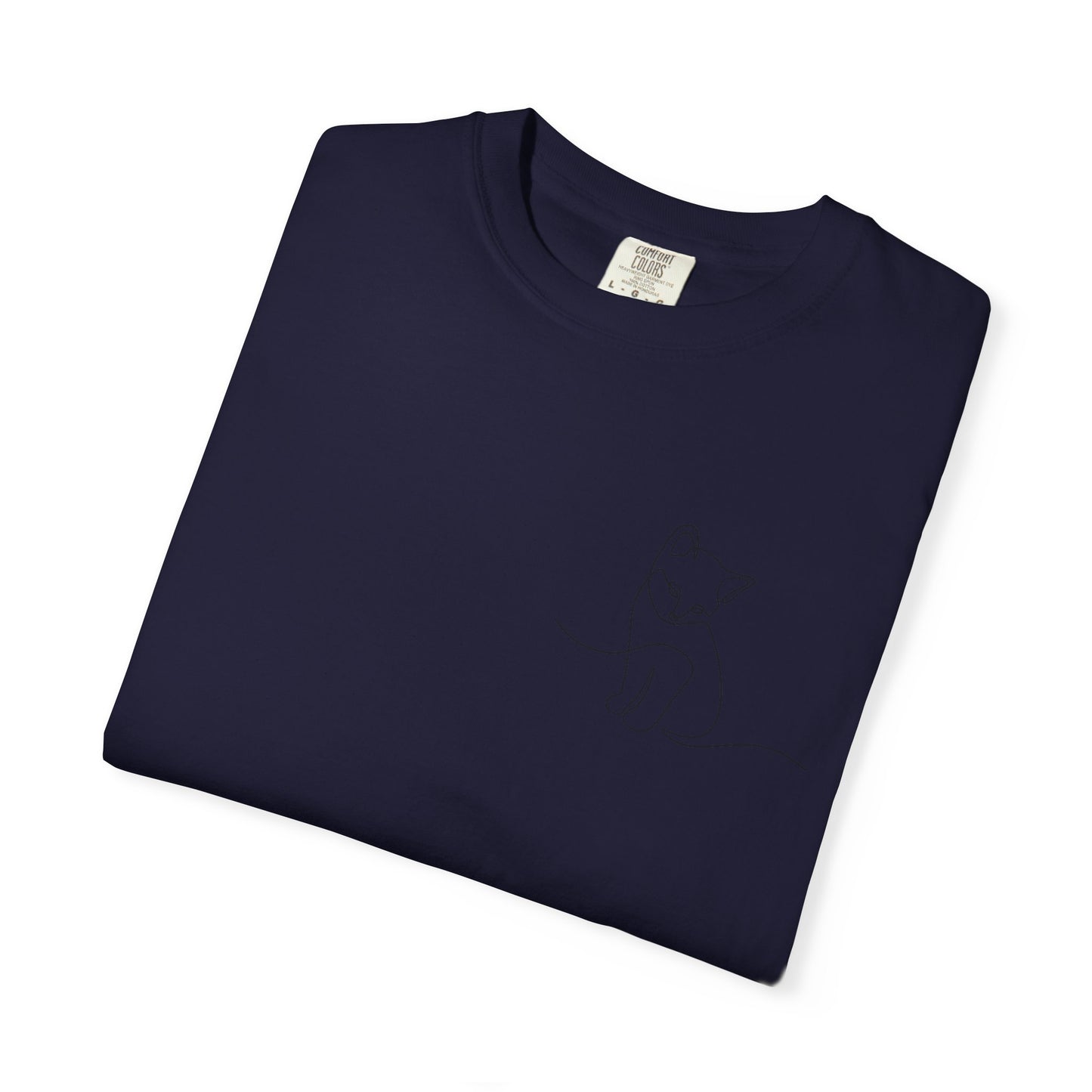 Minimal Line Art Cat T-Shirt — Small Chest Sketch Tee