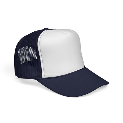 Cat Line Art Trucker Cap — Minimal Cute Cat Embroidery Hat