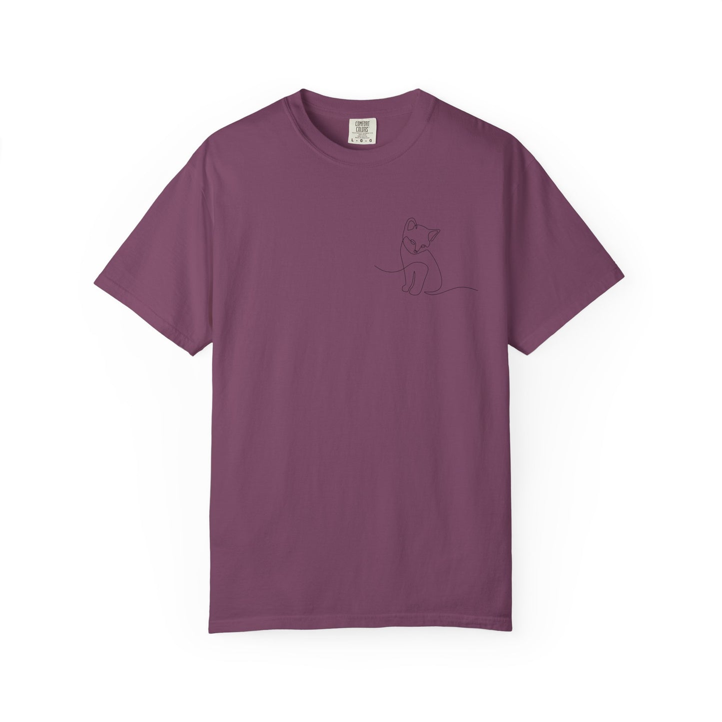 Minimal Line Art Cat T-Shirt — Small Chest Sketch Tee