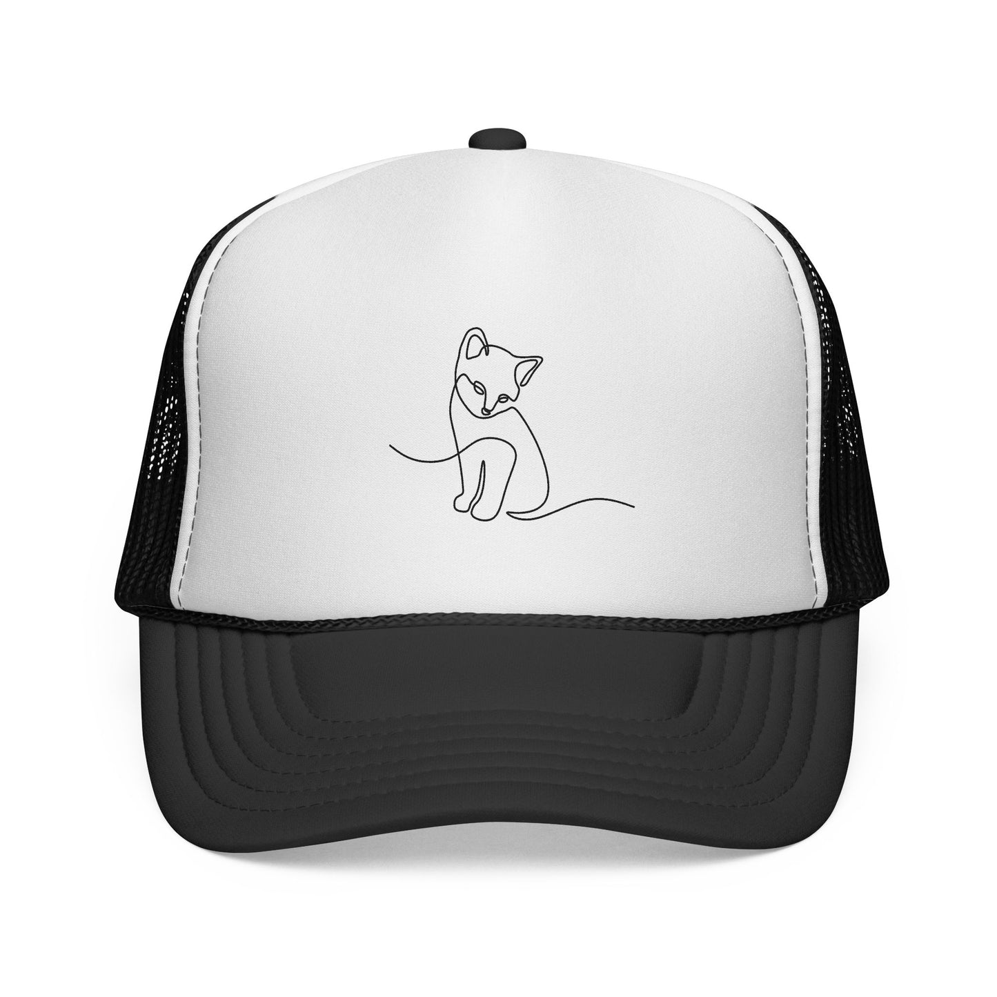 Minimal Line Art Cat Trucker Cap