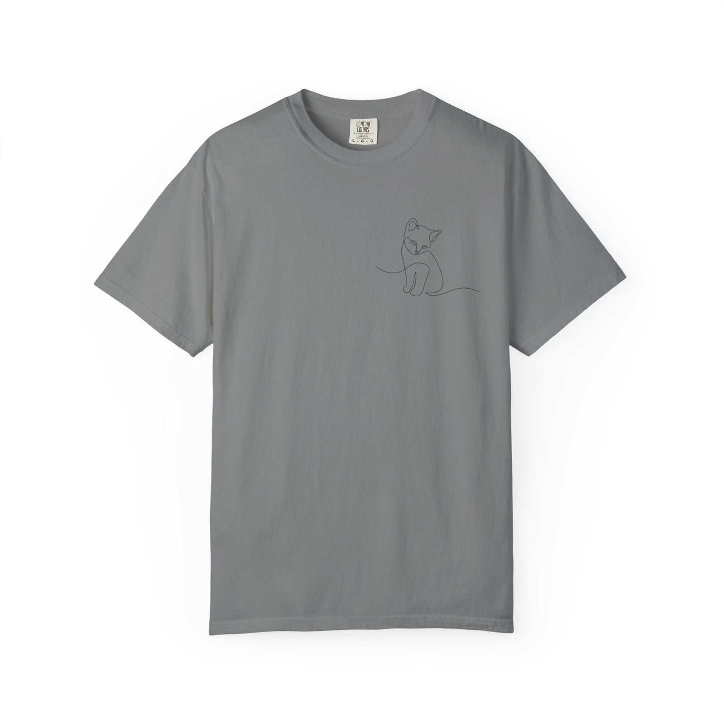 Minimal Line Art Cat T-Shirt — Small Chest Sketch Tee