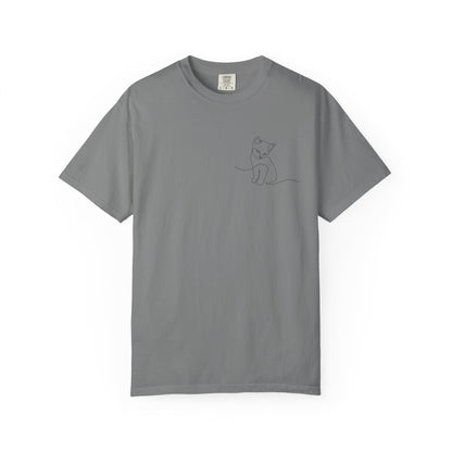 Minimal Line Art Cat T-Shirt — Small Chest Sketch Tee
