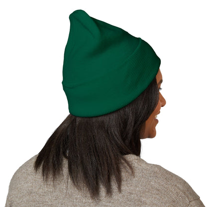 Embroidered Cat Cuffed Beanie
