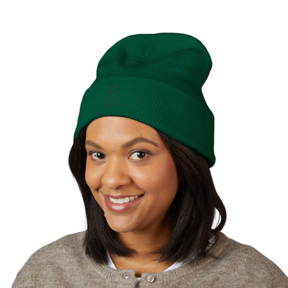 Embroidered Cat Cuffed Beanie