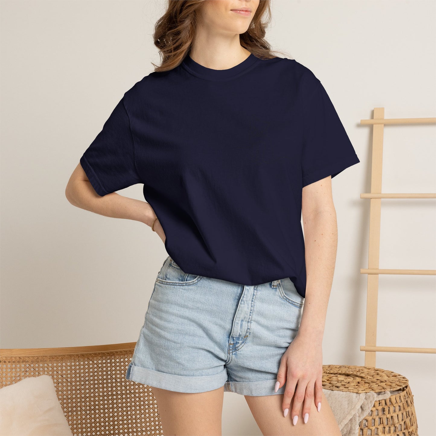 Minimal Line Art Cat T-Shirt — Small Chest Sketch Tee