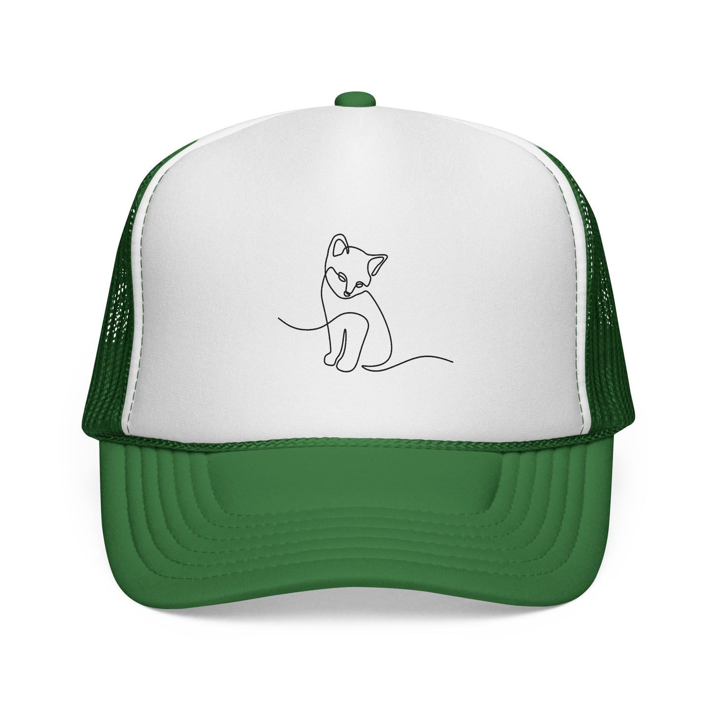 Minimal Line Art Cat Trucker Cap