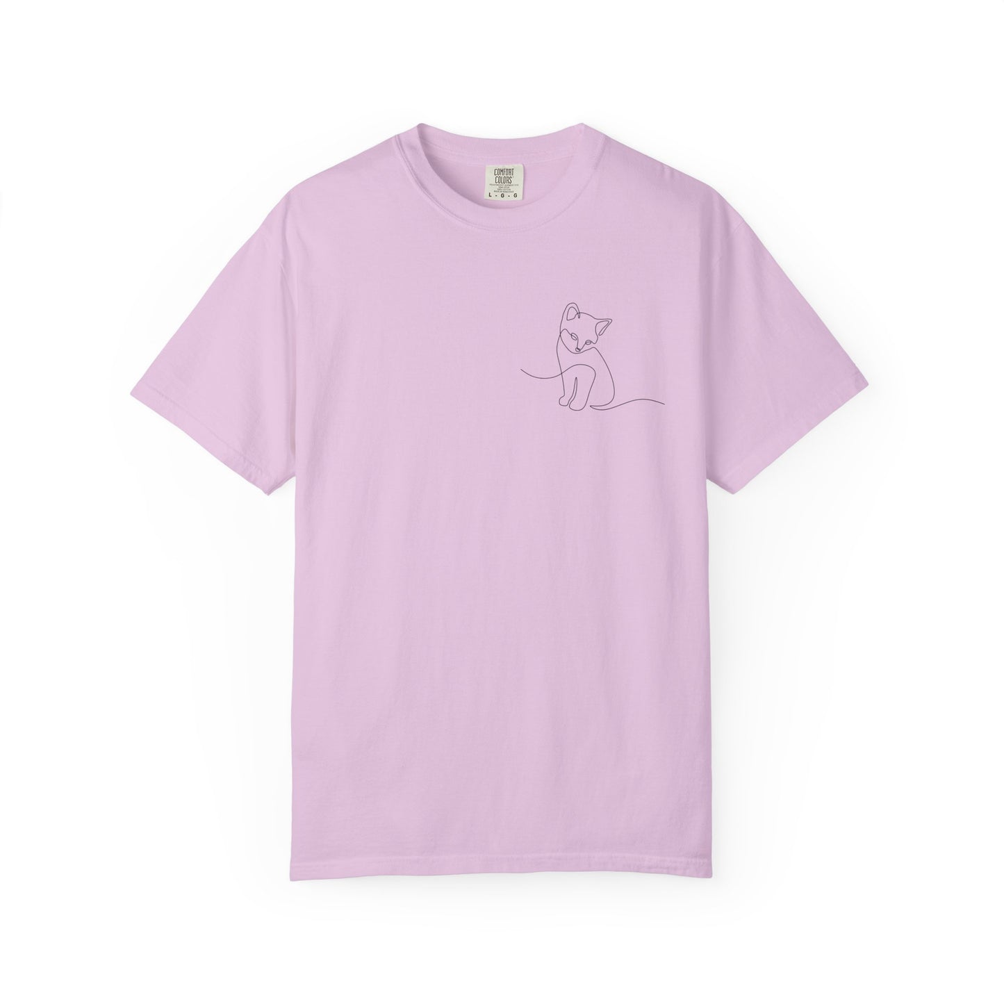 Minimal Line Art Cat T-Shirt — Small Chest Sketch Tee