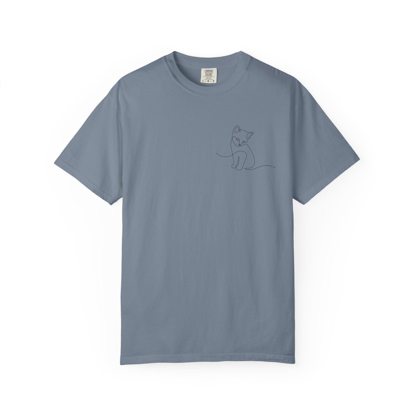 Minimal Line Art Cat T-Shirt — Small Chest Sketch Tee