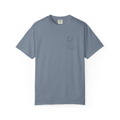 Minimal Line Art Cat T-Shirt — Small Chest Sketch Tee