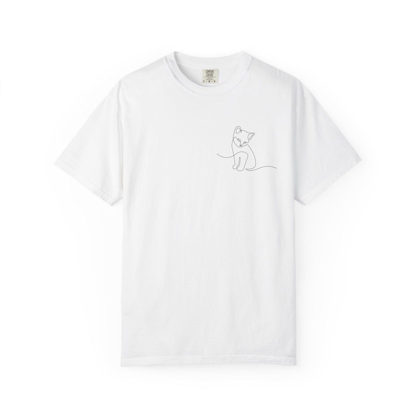Minimal Line Art Cat T-Shirt — Small Chest Sketch Tee