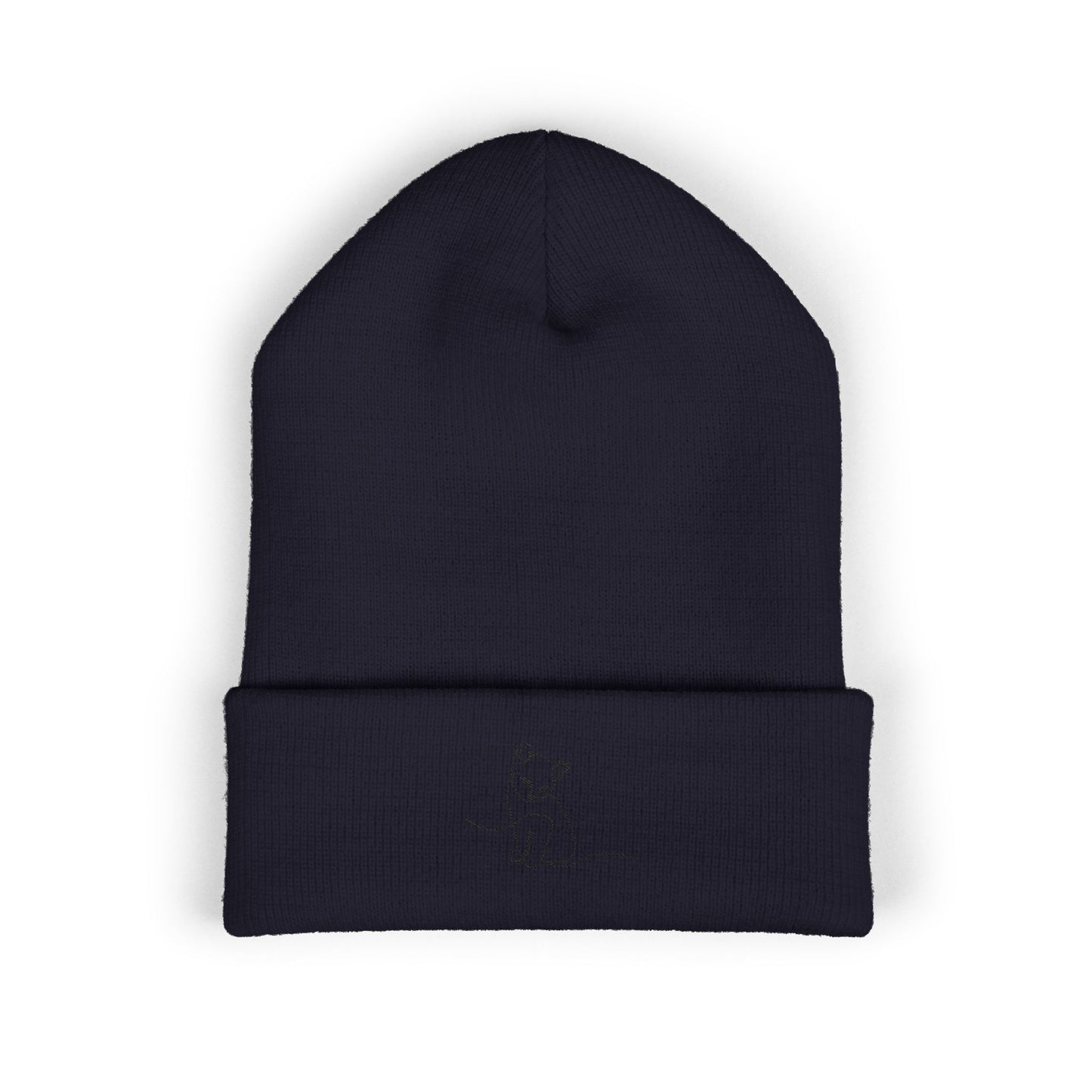 Embroidered Cat Cuffed Beanie