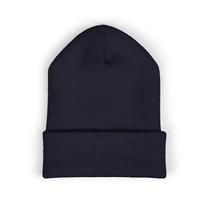 Embroidered Cat Cuffed Beanie