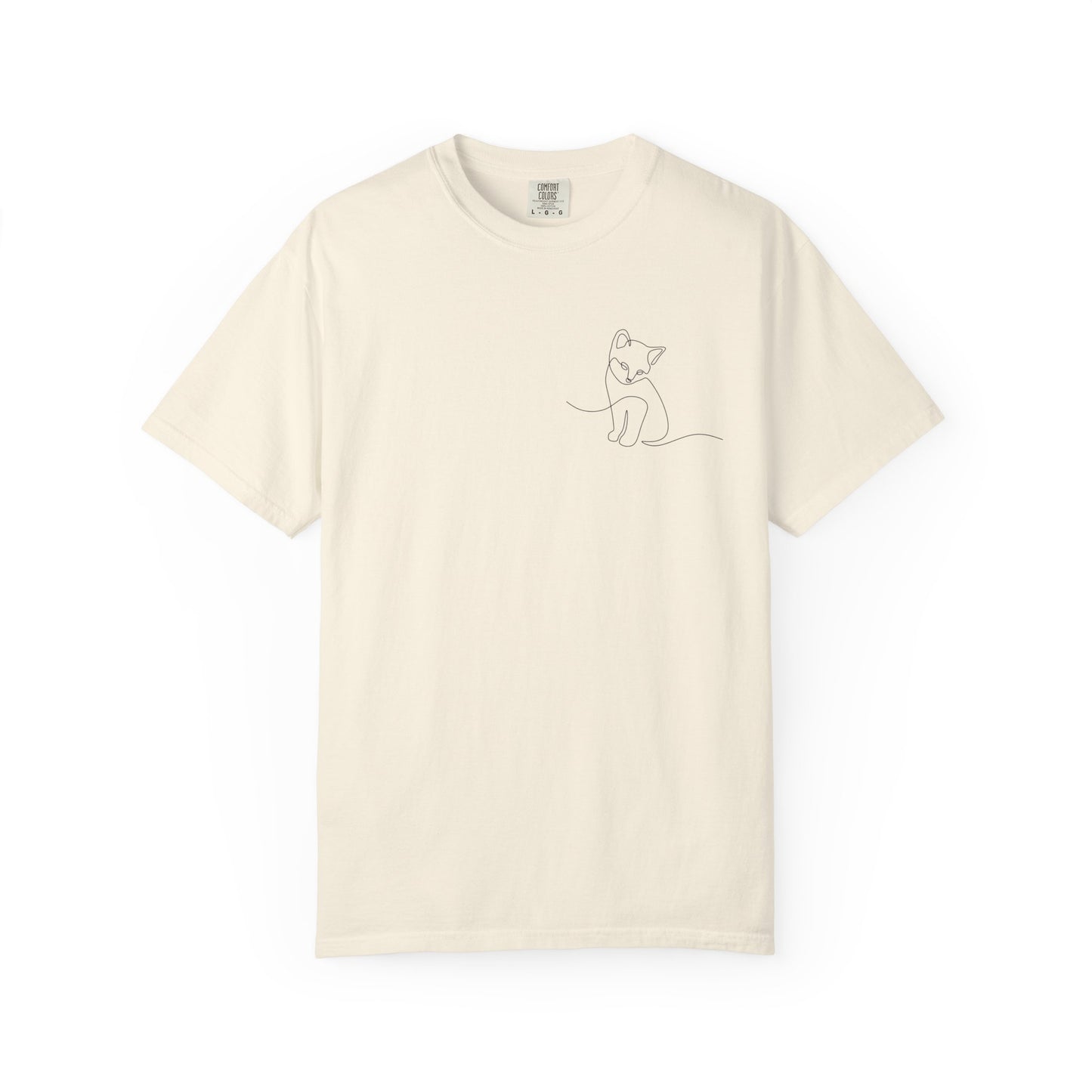 Minimal Line Art Cat T-Shirt — Small Chest Sketch Tee