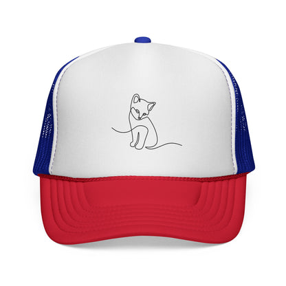 Minimal Line Art Cat Trucker Cap