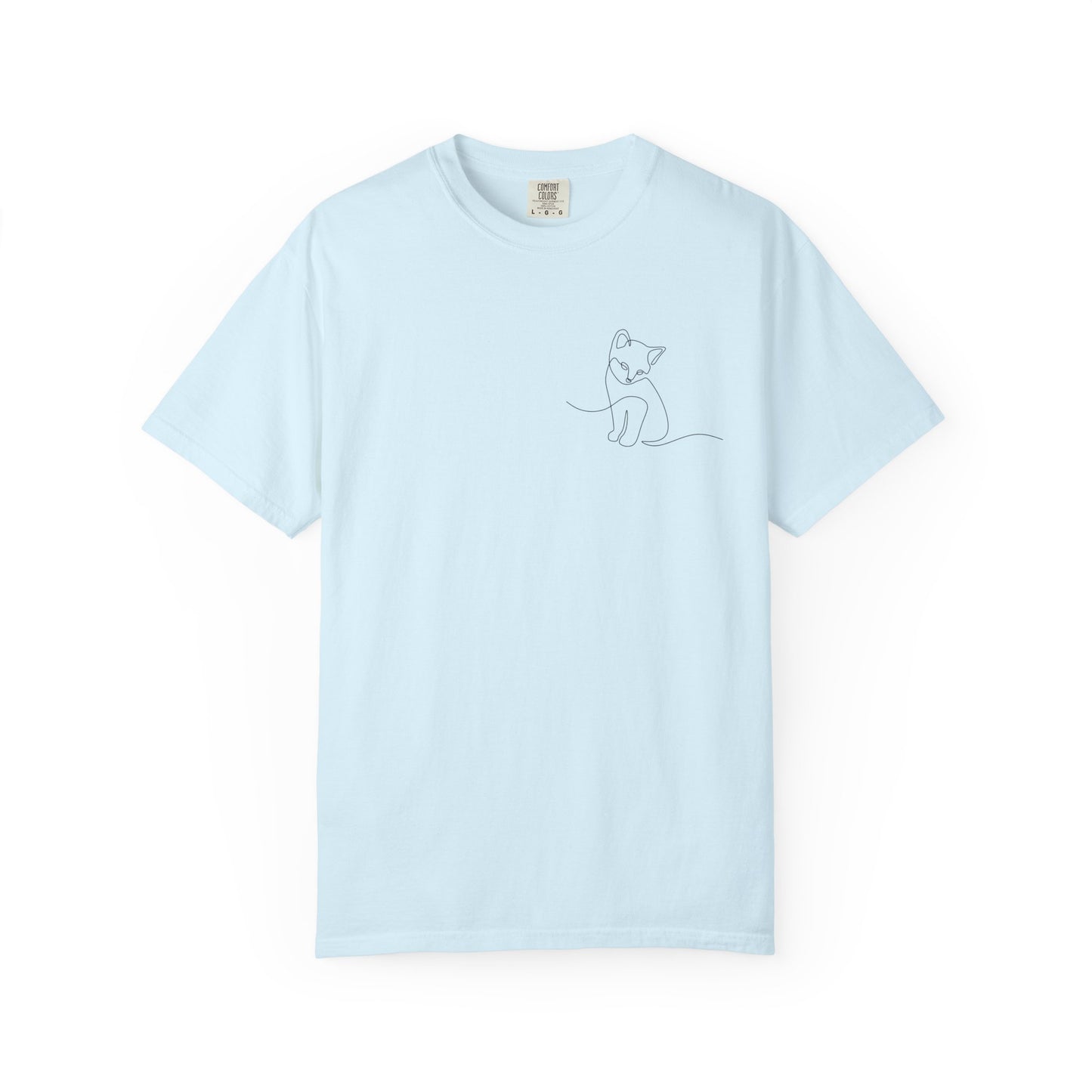 Minimal Line Art Cat T-Shirt — Small Chest Sketch Tee