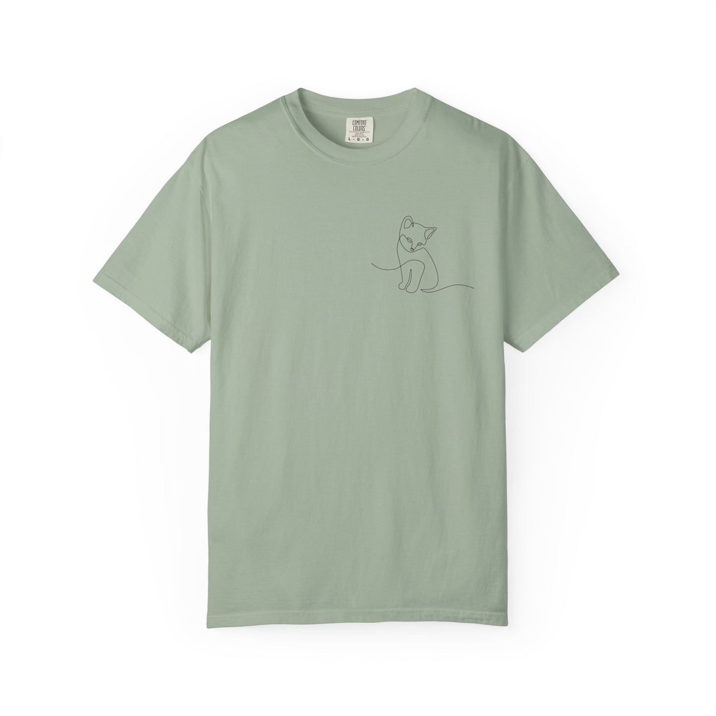 Minimal Line Art Cat T-Shirt — Small Chest Sketch Tee