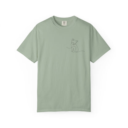 Minimal Line Art Cat T-Shirt — Small Chest Sketch Tee