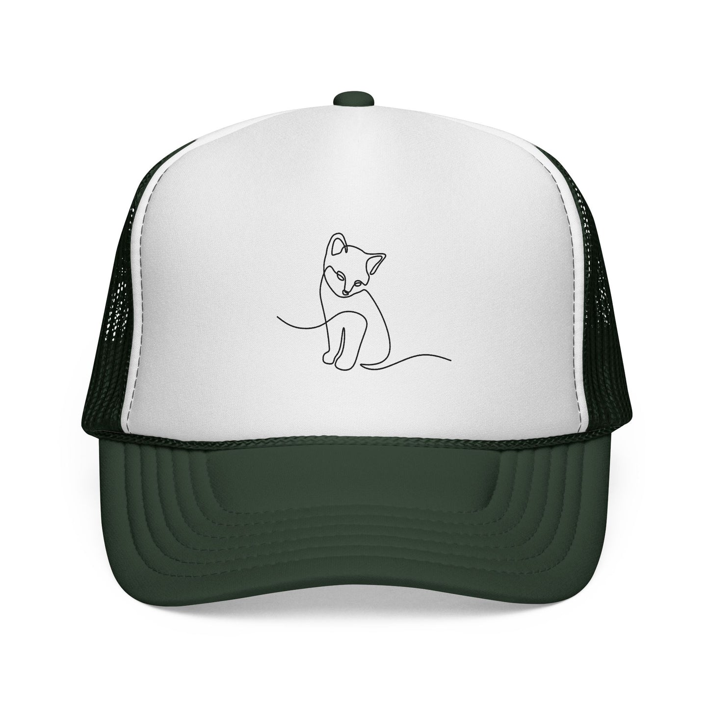 Minimal Line Art Cat Trucker Cap