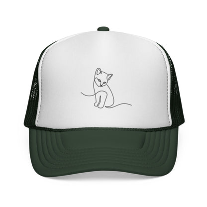 Minimal Line Art Cat Trucker Cap