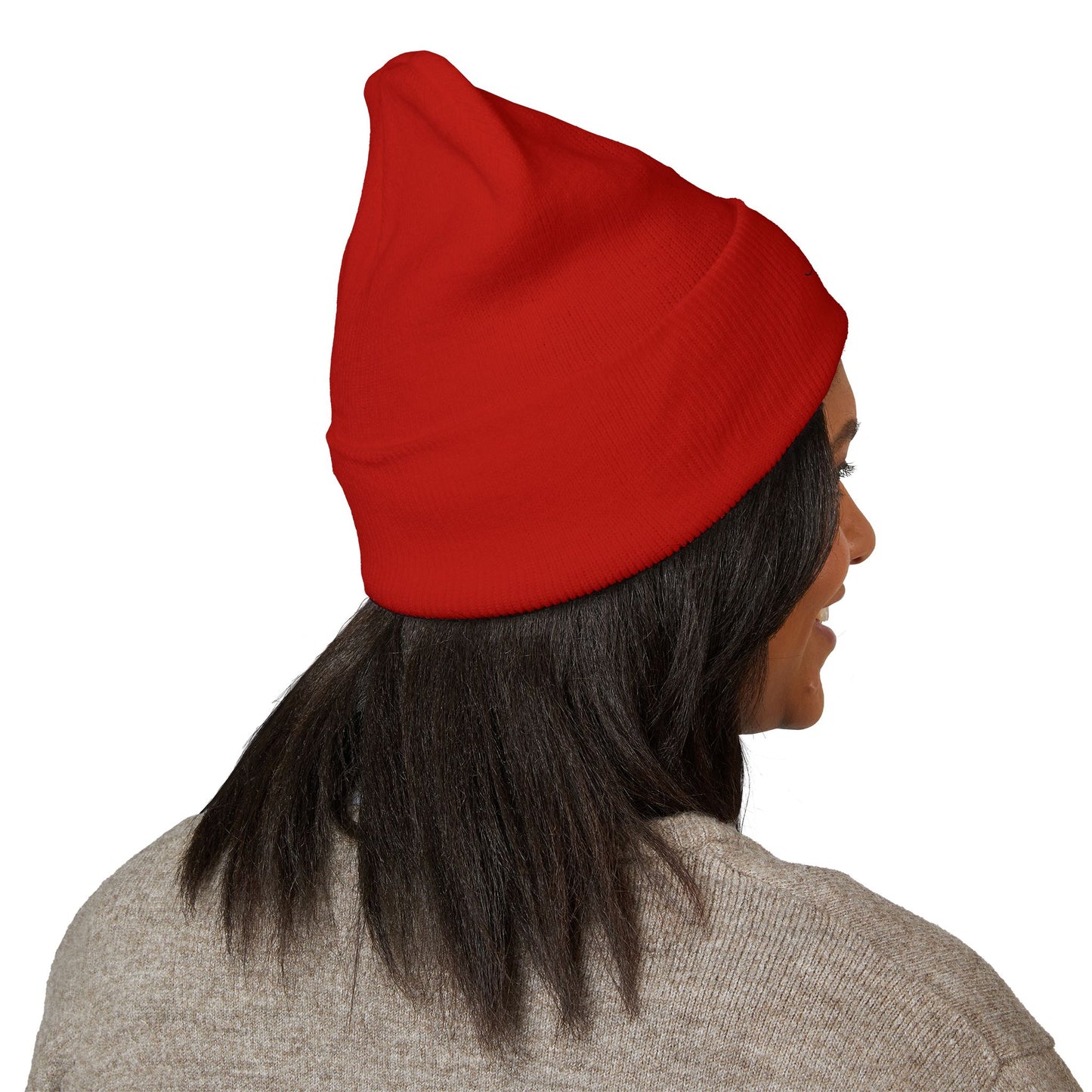 Embroidered Cat Cuffed Beanie