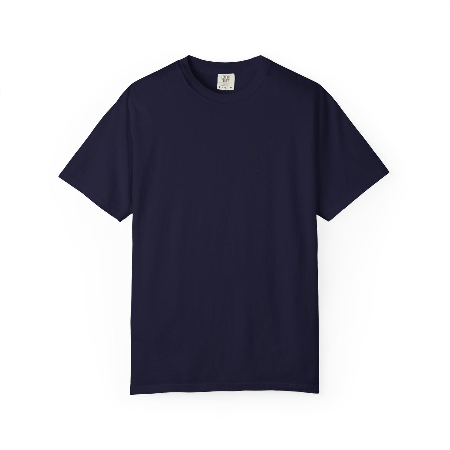 Minimal Line Art Cat T-Shirt — Small Chest Sketch Tee
