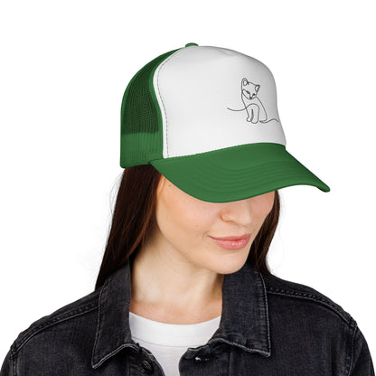 Minimal Line Art Cat Trucker Cap