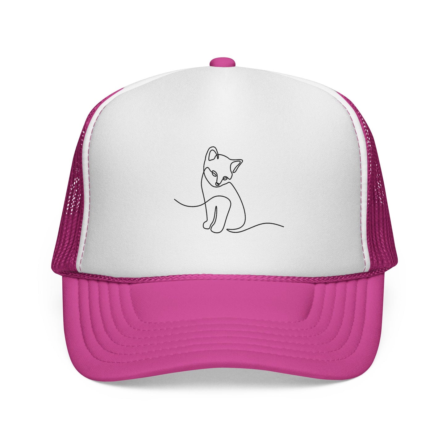 Minimal Line Art Cat Trucker Cap