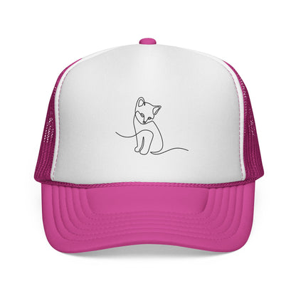 Minimal Line Art Cat Trucker Cap
