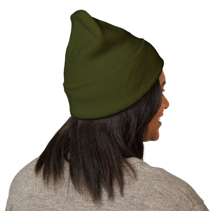 Embroidered Cat Cuffed Beanie