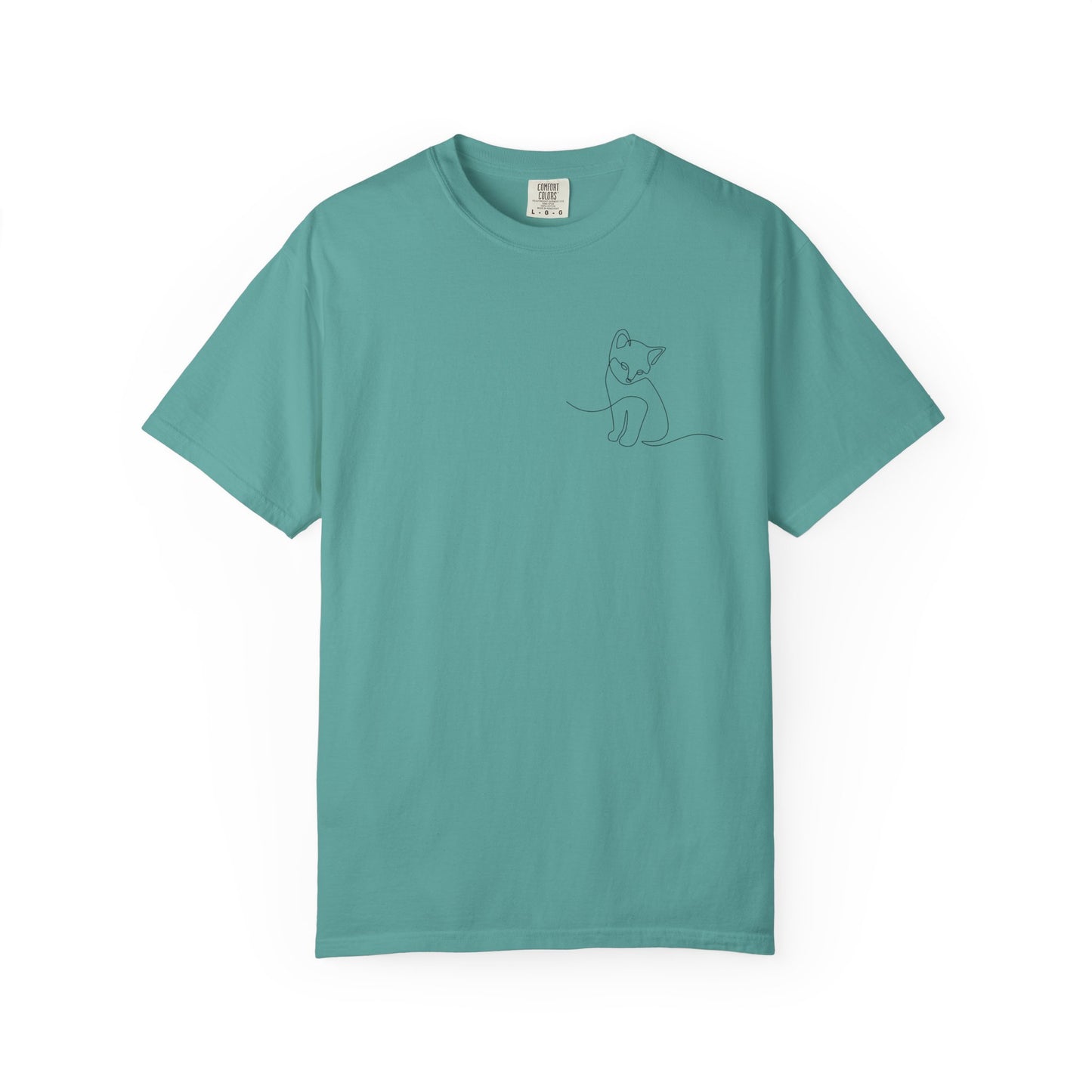 Minimal Line Art Cat T-Shirt — Small Chest Sketch Tee